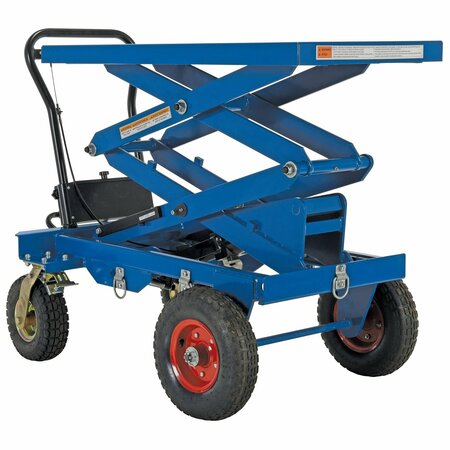 VESTIL Pneumatic Tire Cart, Double Scissor, 600lb CART-PN-600-D